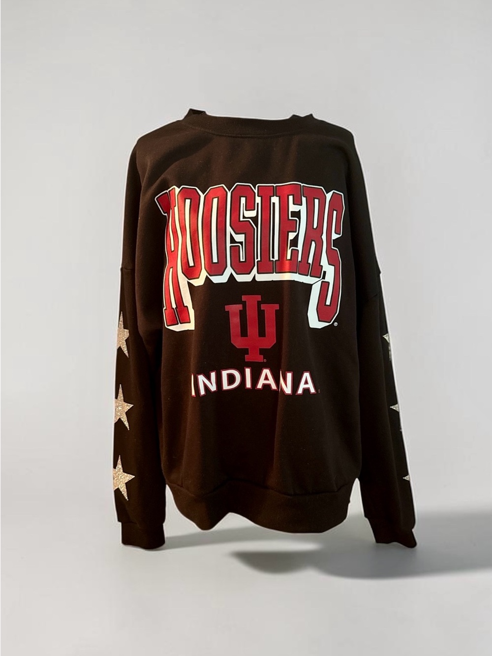 Indiana Hoosiers Black Graphic Crewneck Sweatshirt with Star Accents. EUC